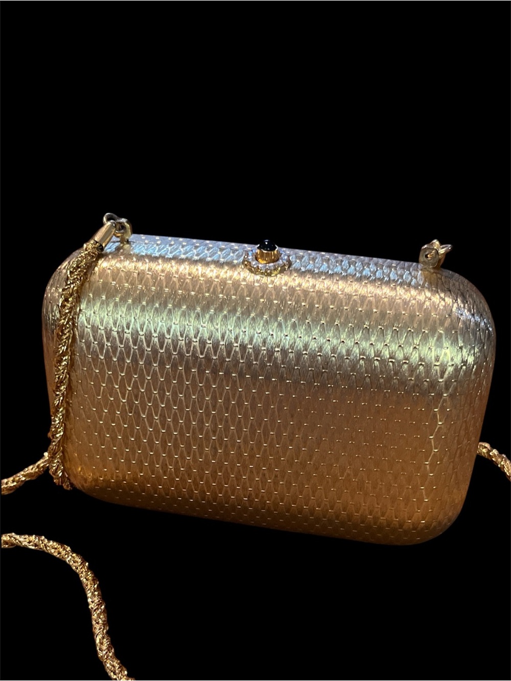 Vintage Neiman Marcus Gold Metal Minaudière Clutch